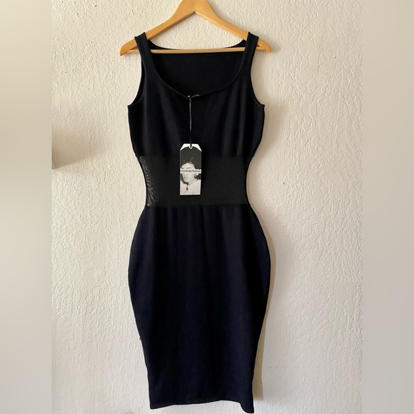 NWOT L'Ecole Des Femmes Knit & Mesh Dress Modern Audrey Hepburn Vibes LBD - Picture 4 of 6